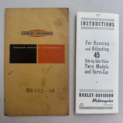 Harley Davidson Manual '' For Running and Adjusting 45 Side by Side'' 99462 w/Enve