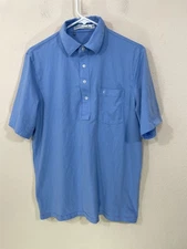 Criquet Polo Shirt Mens Size M Golf 100% Organic Cotton Short Sleeve Blue