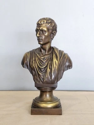 Ancienne Scuplture Buste Jules César Bronze Signée Moreau Mathurin Hors Concours - Photo 1/4