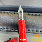 BID MONTBLANC Red Resin Fountain Pen Platinum Trim w/ Leather Pen Pouch — photo 8