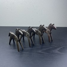 Vintage Playmobil Geobra 1974 Dark Brown Molded Saddle Horses Lot of 4
