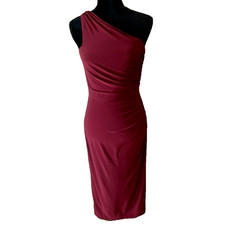DB Studio Bodycon Dress Size 4 Burgundy One Shoulder Slimming Cocktail Party