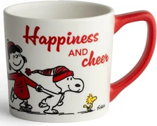 DaySpring - Peanuts - Happiness And Cheer Ceramic Mug, 14oz, 14 Ounces, Red 