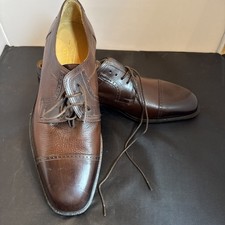 JOHNSTON MURPHY MENS CAP TOE OXFORD DEERSKIN 9.5 N CELLINI ITALIAN Brown SHOE