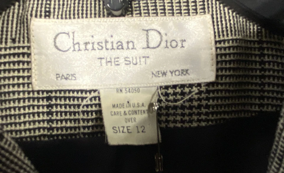 Женская черная клетчатая двубортная куртка Christian Dior размер 12 - Изображение 3 из 4