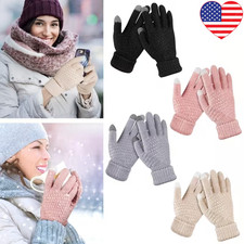 Women' Touchscreen Winter Gloves Warm Stretchy Elastic Knitted Mitten Gifts