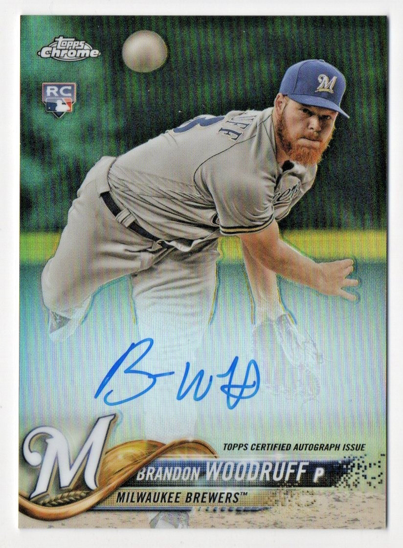 2018 Topps Chrome Brandon Woodruff Refractor AUTO /499 #RA-BW RC Rookie Brewers