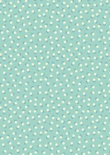 LEWIS IRENE - Boho Blooms - Little Daisies - Cream on Aqua ,1/4 yard