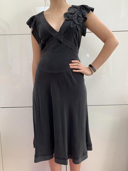 Women Moschino Couture Dress Black Silk 36