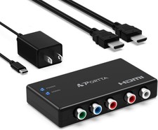 Component to HDMI Converter with HDMI Cable, RGB 5 RCA YPbPr to Video Convert...