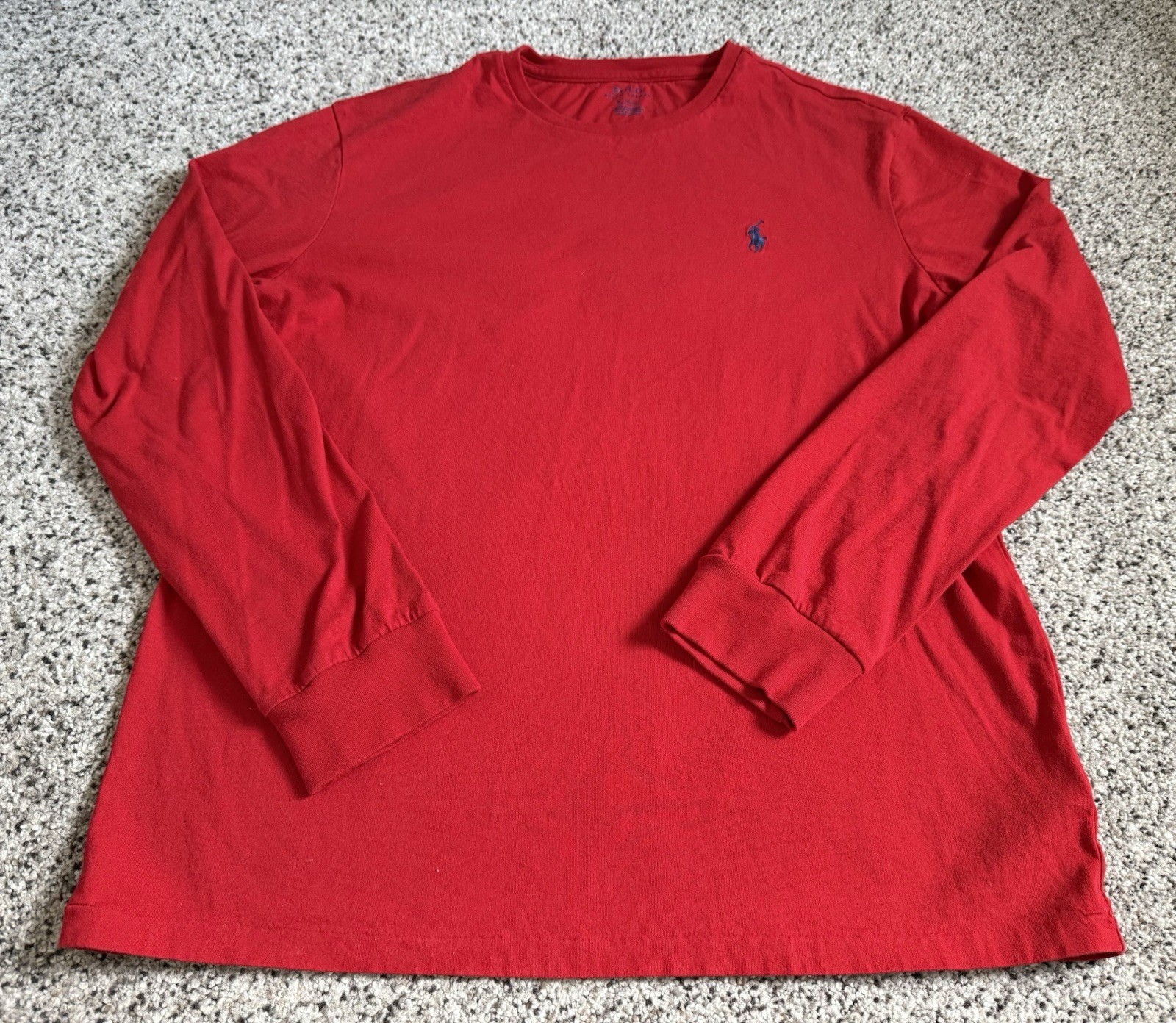Polo uomo Ralph Lauren rossa con logo pony navy manica lunga t shirt media usata in ottime condizioni