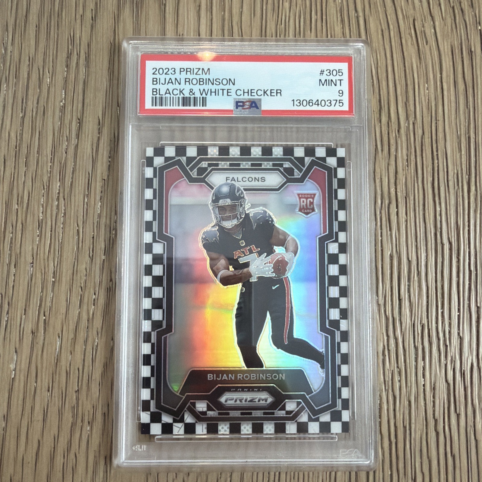 2023 Panini Prizm Rookies Bijan Robinson PSA 9 Black & White Checker Prizm (RC)