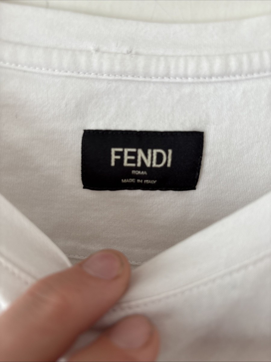 Fendi Karl Collage 2019 Tribute Print White Graphic Logo T Shirt