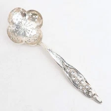 Lily of the Valley (1885) Whiting Sterling Sugar Sifter Brite Cut Bowl 55g Rare