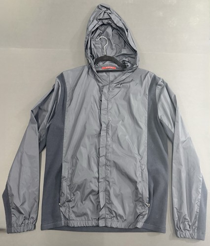 Prada Sport Men’s 52 2007 Hooded Technical Jacket Gray Italy SMC256 Archival