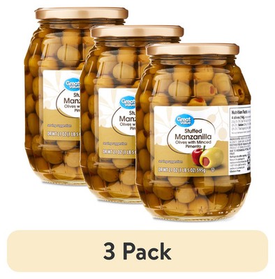 Great Value 3 Pack Stuffed Olives with Pimento 21 oz