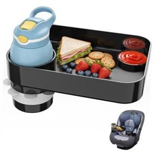 Kids Car Seat Tray, Travel Tray with Cup Holder for Toddler Baby, 1 Pack Black