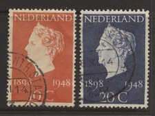 Netherlands 1948: SG 670 - 671: Golden Jubilee: Fine Used #S396