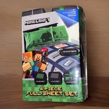 Mojang Minecraft Full Bed Sheet Set 4pc Microfiber Ages 3 Above