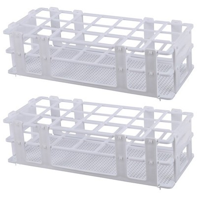2X Plastic Test Tube Rack for 30mm Tube, 21 Well, White,Detachable (211696