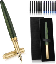 Imagen de Luxury Wooden Fountain Pen Set Fine Nib with Ink Cartridges and Gift Box