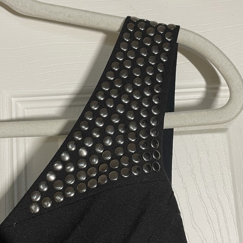 GUESS Jet Black Studded One Shoulder Pant Romper Jumpsuit Women’s Size 12 - Picture 8 of 17
