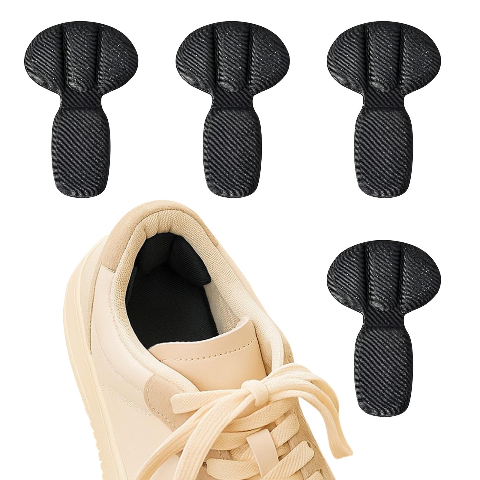 Back of Heel Cushion Pads, 4Pcs Mesh Adhesive Grips 2 Pairs, Black