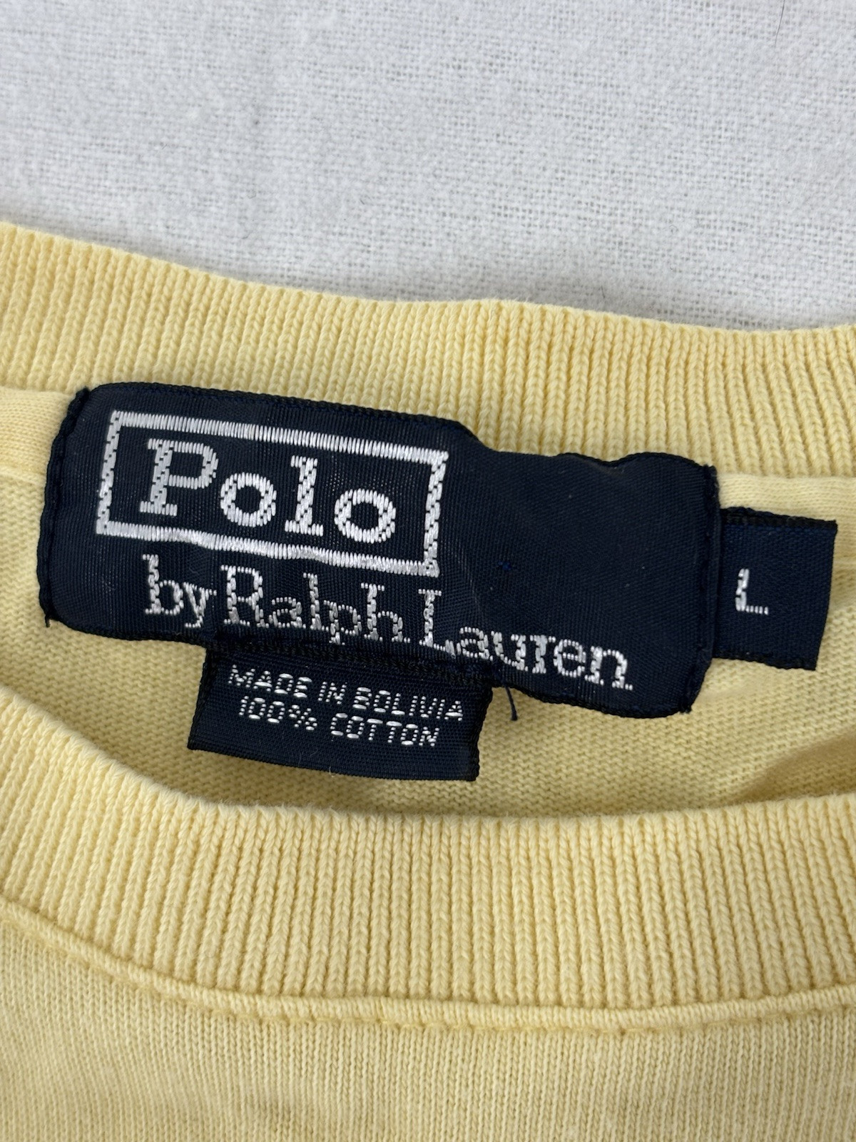 Polo Ralph Lauren t shirt uomo grande gialla con pony blu manica lunga 100% cotone