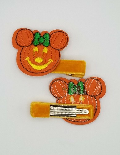 Par de clips para el cabello naranja Mickey Pumpkin - Imagen 2 de 2