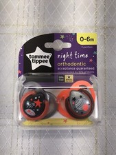 Tommee Tippee Baby Newborn Night Time Binky Ortho Pacifier 0-6m 2Pk Boy Space