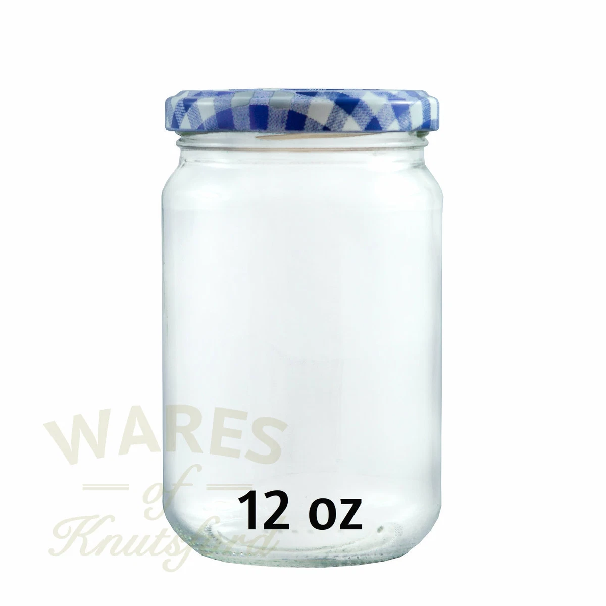 Glass Jam Jars, 12oz (314ml), Pack 36, Blue Check Lids, Jam, Preserves, New *