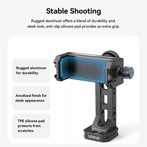 Ulanzi MA53 Metal Phone Holder Mount Clip Arca Swiss For iPhone Samsung - Picture 5 of 10