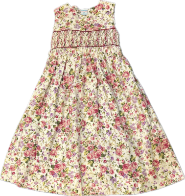 ROSALINA COLLECTIONS Burgunday/Pink Twill SMOCKED FLORAL Sleeveless DRESS  Sz 3T | eBay