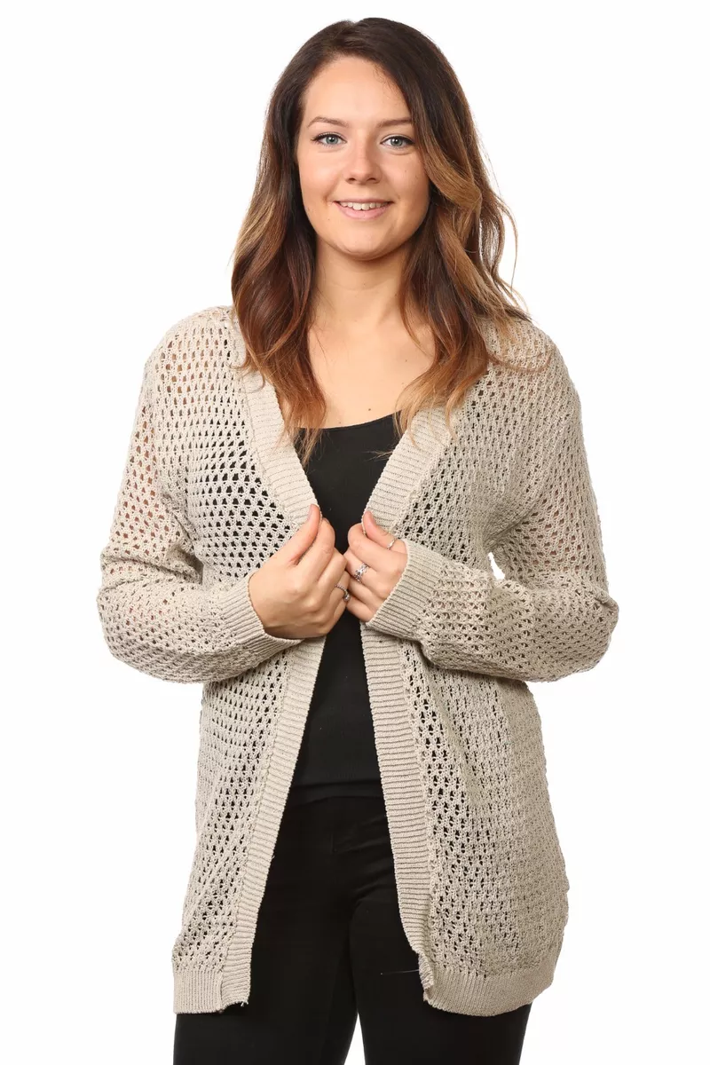 New Plus Ladies Women s Cardigans Mesh Knitted Full Sleeves Top Jumpers 16 to 26