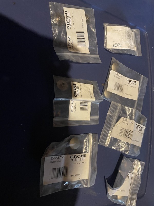 BRAND NEW GROHE GENEVA  BUTTONS 45953 AVO SATIN NICKEL  SET OF 3