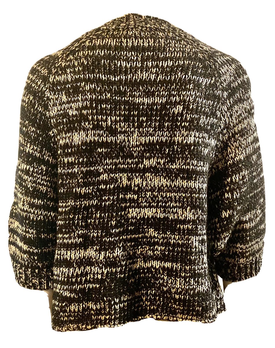 Cop Copine Black White Knit Sweater Airport Gilet Small 3/4 Sleeve