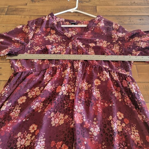 Torrid Lexie Purple Floral Chiffon Hi Lo Button Babydoll Tunic Plus Size 00 - Picture 4 of 6