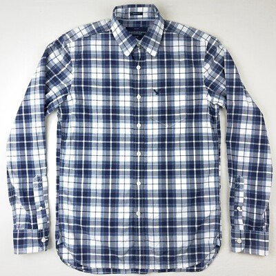American Eagle Shirt Mens XS Plaid Button Down Long Sleeve Navy Pink White AEO