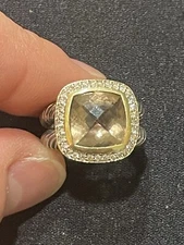 DAVID YURMAN Sterling Silver 925 ALBION CITRINE & DIAMOND Accent RING SIZE 7
