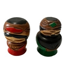 VINTAGE A Pair of Japanese Ainu Kokeshi Doll, Wood Curved.