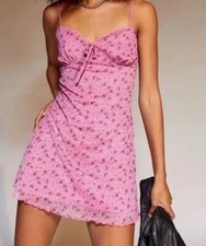 Urban Outfitters Pink Elodi Floral Printed Women Mini Dress Medium