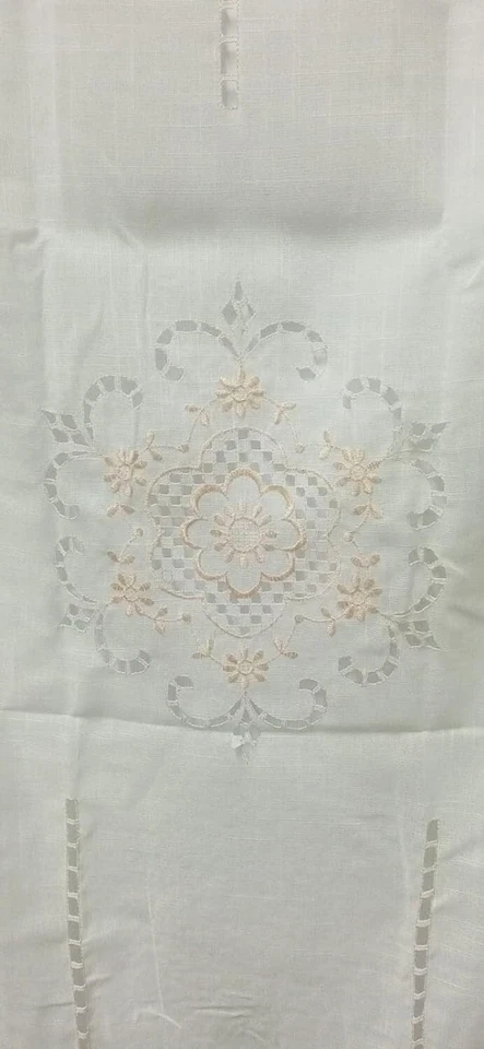 Tendina Misto Lino 60x150 60x240 particolare Ricamo Mano Lavorazione Artigianale - Immagine 2 di 3