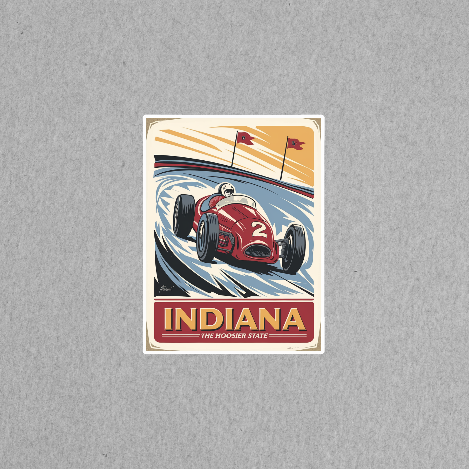 Vintage Indiana Hoosier State Racing Car Travel sticker Sticker #3418 ...