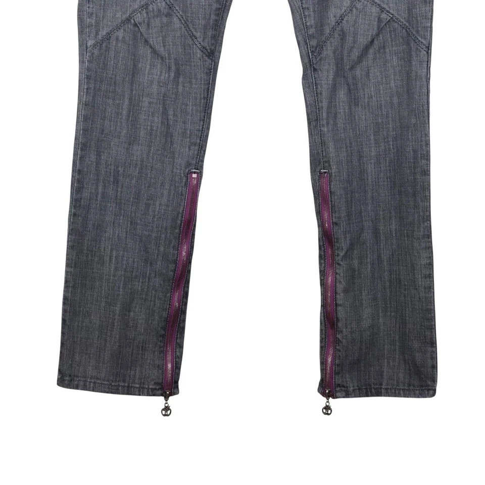 Apple Bottom Jeans Womens Size 13/14 Gray Low Rise Embroidered Rhinestones Zip - Image 3 of 4