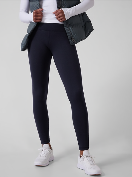 Athleta L LARGE Altitude Tight Leggings Polartec, Navy Warm Fleece-Lined  Winter