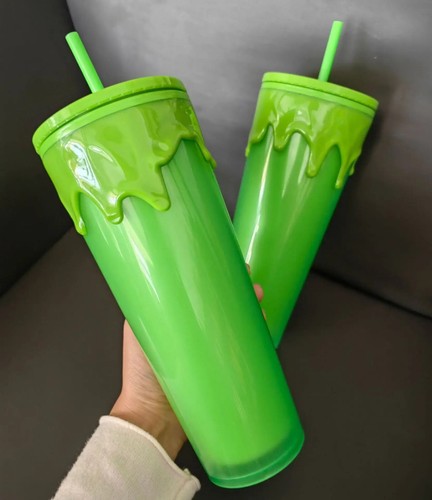 Bicchiere tazza verde fluorescenza melma Halloween 24 oz 2024 festa festa Natale - Foto 4 di 10