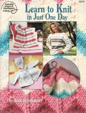 American Sch. Needlework 1210 LEARN TO KNIT IN JUST ONE DAY Knit Pattern Booklet