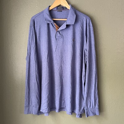 Polo Ralph Lauren Pima Polo Mens Soft Touch Size XXL Blue Long Sleeve Pony