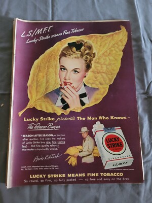 blond tobacco meaning VTG 1948 Original Cigarette Magazine Ad Lucky Strike The Tobacco Buyer B