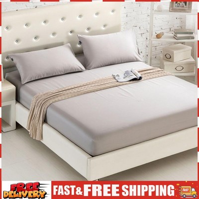 Fitted Sheet Mattress Cover Solid Color Sanding Bedsheet (Light Grey 182x213cm) 